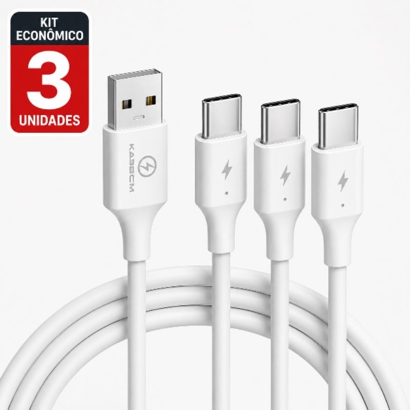 Cabo USB-C Tipo C 1M e 2M 4.8A Turbo Reforçado – Carregamento Rápido & Dados | Compatible Android / Samsung / Xiaomi