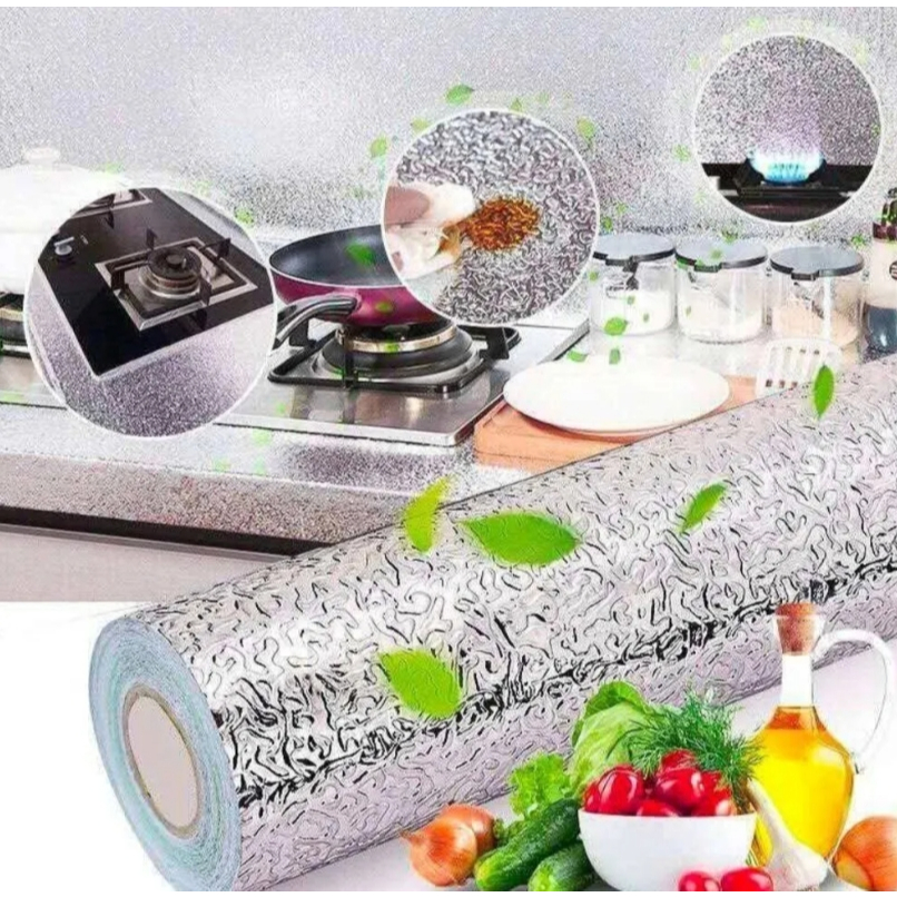 Papel Adesivo Aluminio Lavável Cozinha Impermeável 40CM x 5M — imagem 2 de 2