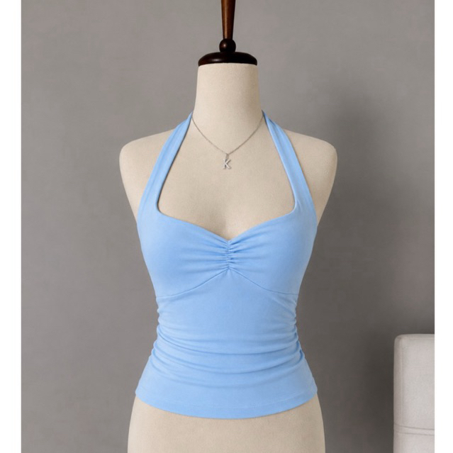 Cropped Halter Frente Única Franzido | Modelagem que Valoriza | Suplex Premium Forro Duplo