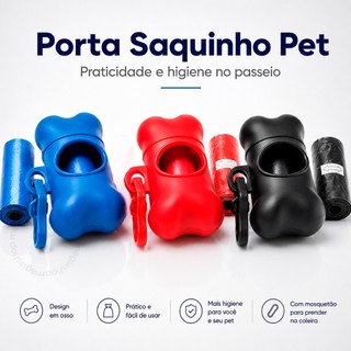 Kit Cata Caca Porta Saquinho Com 2 Refis Sacos Pet Cães Gatos Cachorro Recolher Cocô