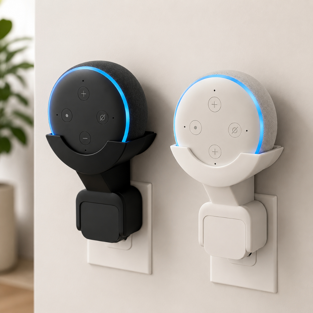 Suporte de Tomada Para Alexa Echo Dot 3 4 5 Organizador De Parede Carregador Preto Branco