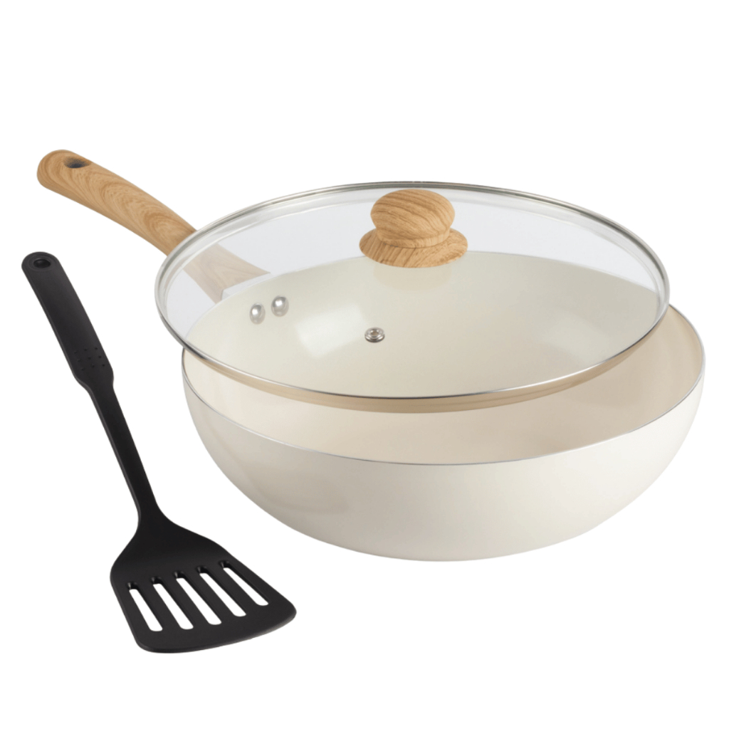 Frigideira Wok De Cerâmica Indução e Espátula 28cm