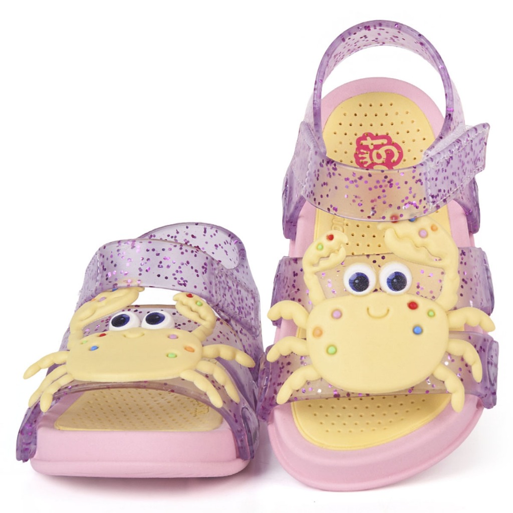 Sandália Infantil Menina Plugt Papete Siri Fundo do Mar Glitter Brilho Anatômica