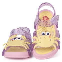 Sandália Infantil Menina Plugt Papete Siri Fundo do Mar Glitter Brilho Anatômica Rosa Amarelo