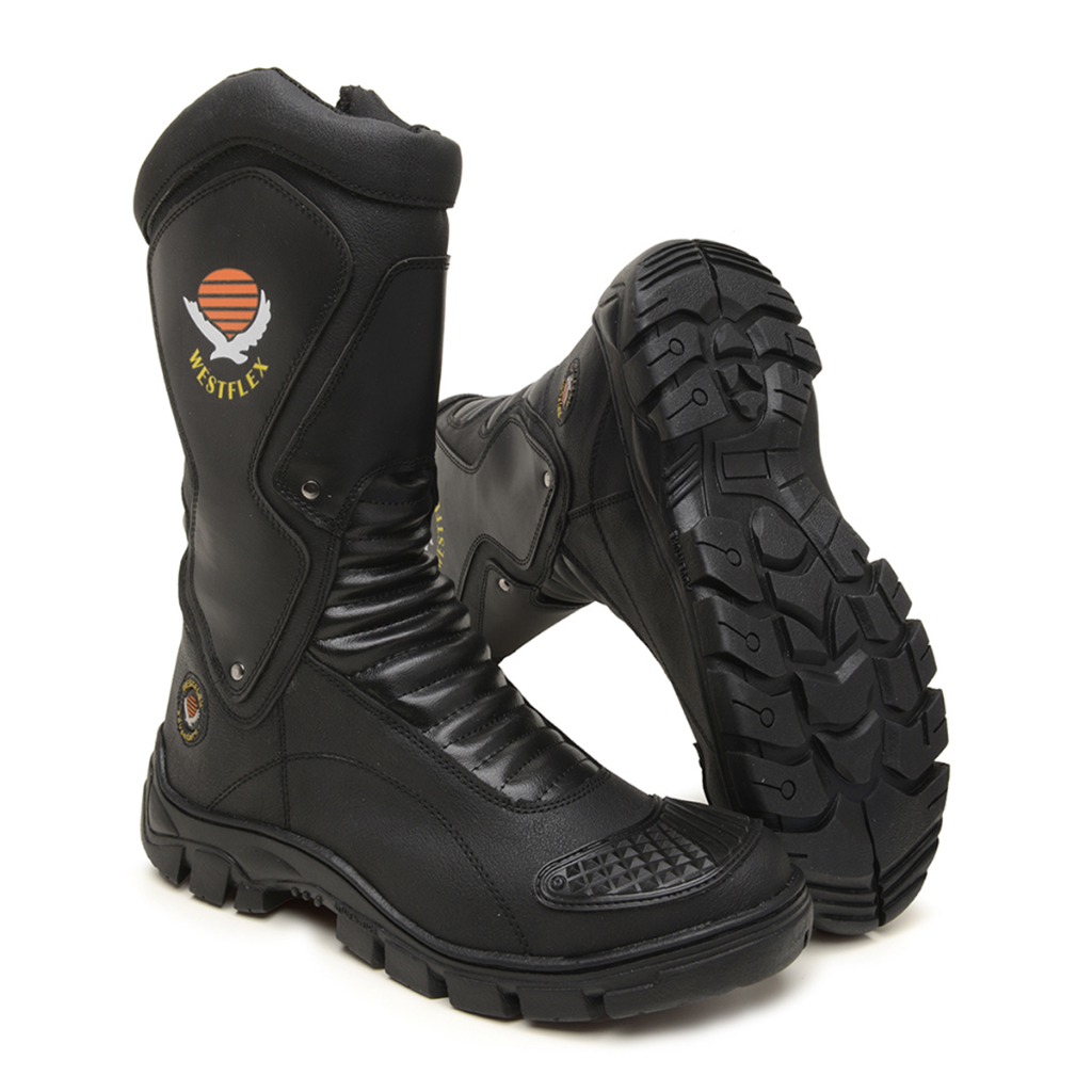 Bota Motociclista Adventure Cano Alto Resistente Confortável Antiderrapante