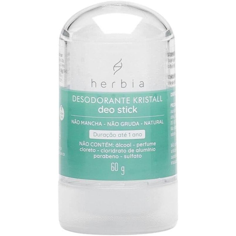 Desodorante Natural Vegano Cristal Pedra de Sal 60g Herbia Sem Alumínio Longa Duração