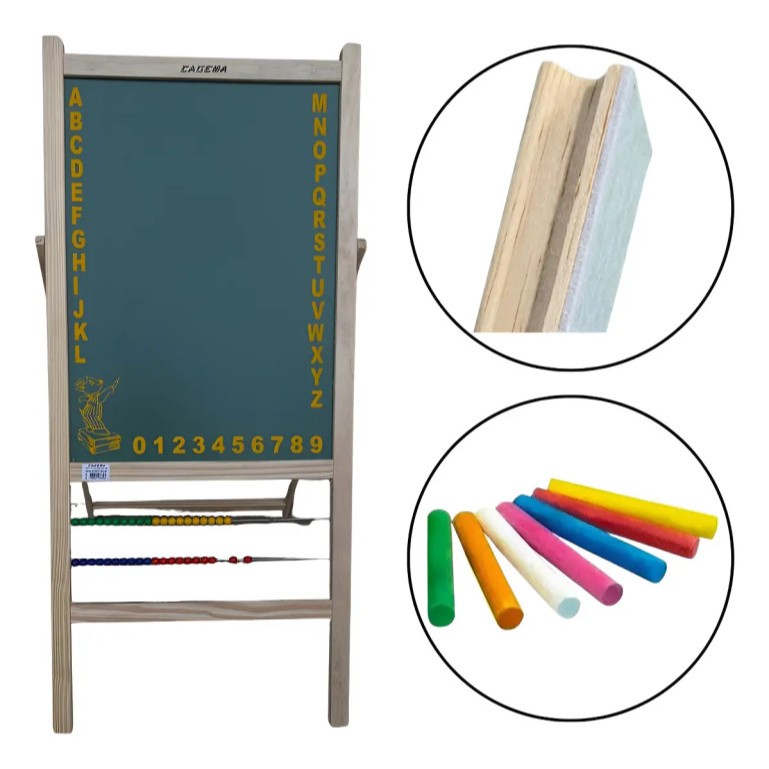 Lousa Verde Infantil 60x45 com Ábaco Apagador e Giz Brinde Educativa