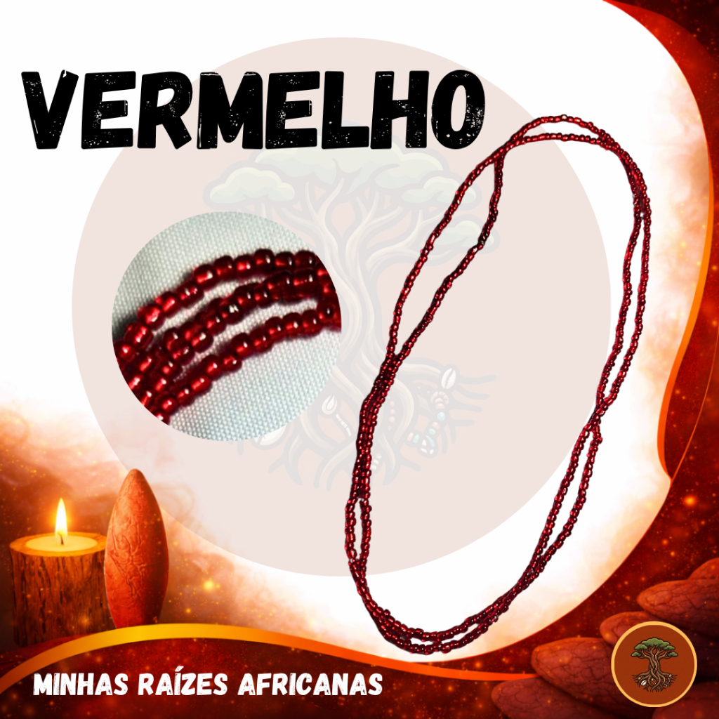 Guia Fio De Contas de Exu ou Pomba Gira Miçanga Vermelha Colar Umbanda e Candomblé | Nylon |  Ogum Xango Yansa Iansa