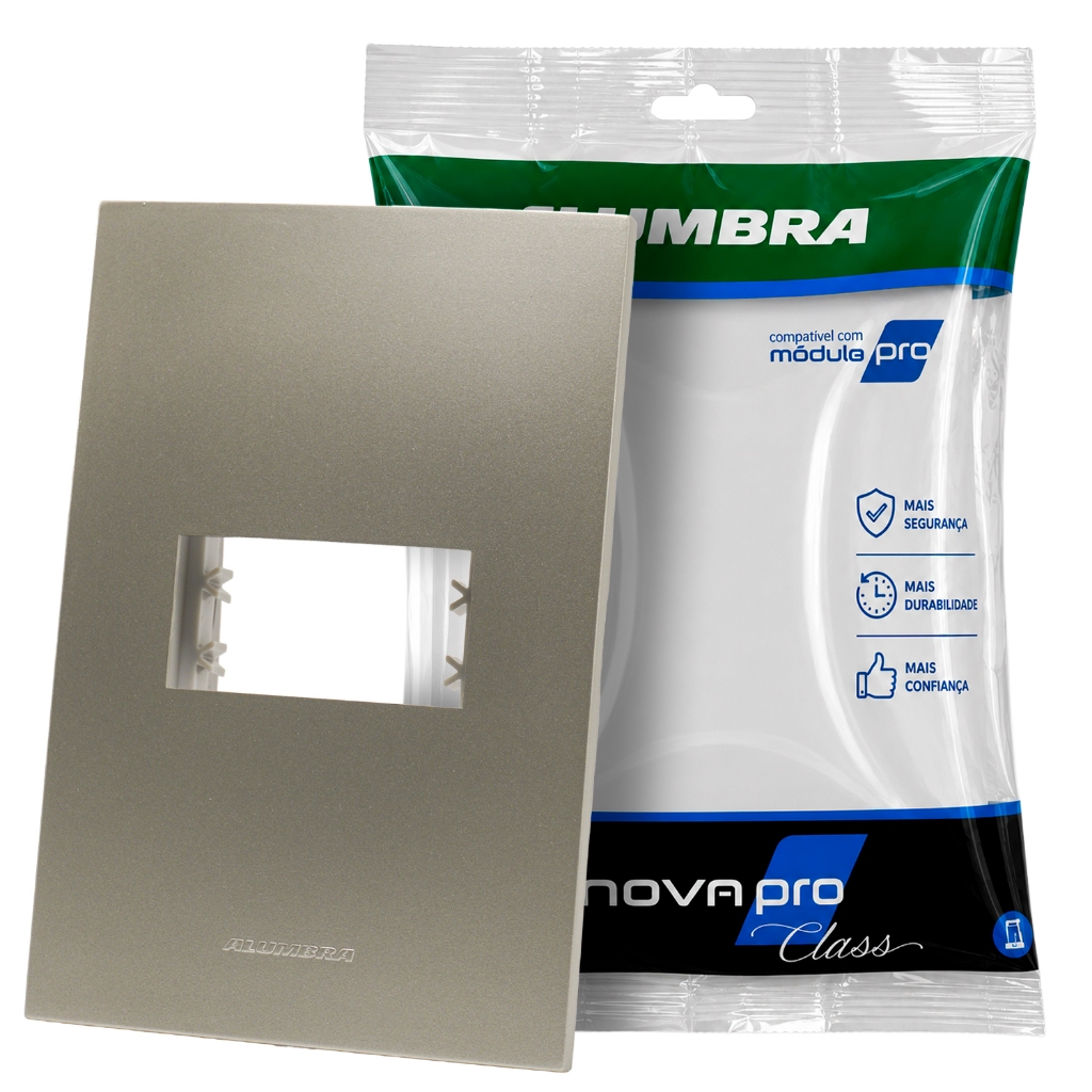 Placa 4x2 1 Posto com Suporte Titanium Inova Pro Class Alumbra