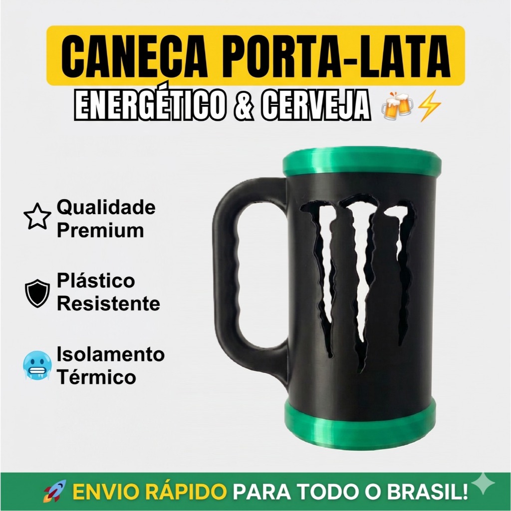 Porta Lata Energético e Latão 473ml - Plástico Térmico - Monster - Presente Dia dos Namorados