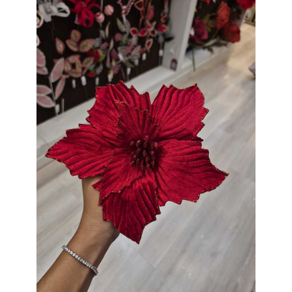 Flor Bico Papagaio Veludo Vermelho Flor De Natal