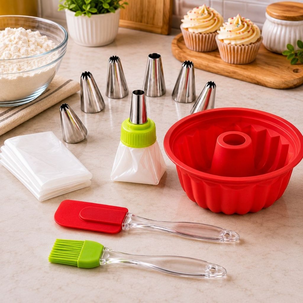 Kit Confeiteiro Completo Bicos De Confeitar Forma Espátula Pincel Silicone Inox Assadeira Confeitar