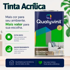 Tinta Acrílica Branco Econômica Rende Muito Areas Internas 18 Litros - Qualyvinil