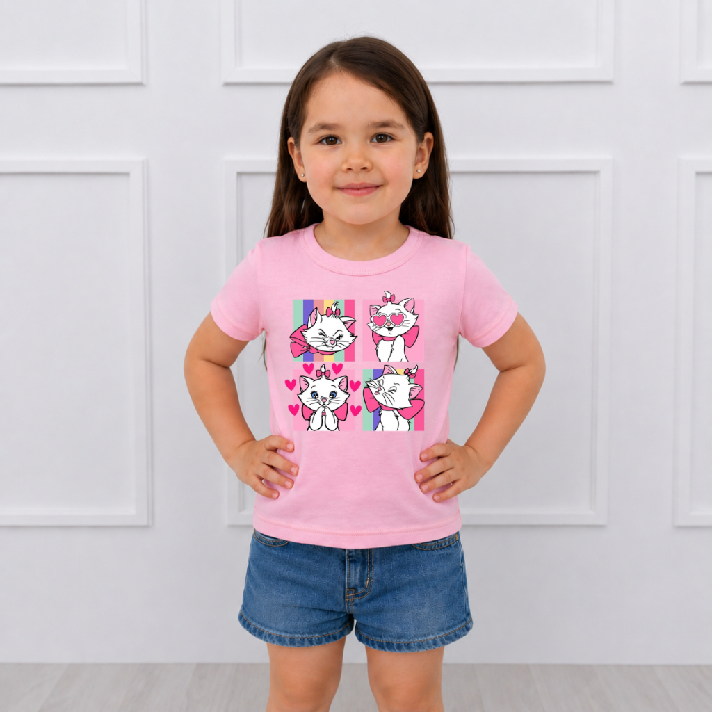 Camiseta Infantil Menina Estampa Gatinha Marie Lançamento