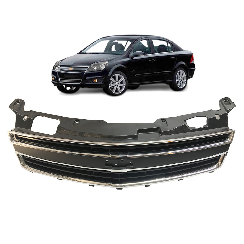 Grade Do Radiador Chevrolet Vectra 09/11 - Preta C/Friso Cromado - Marca Blawer