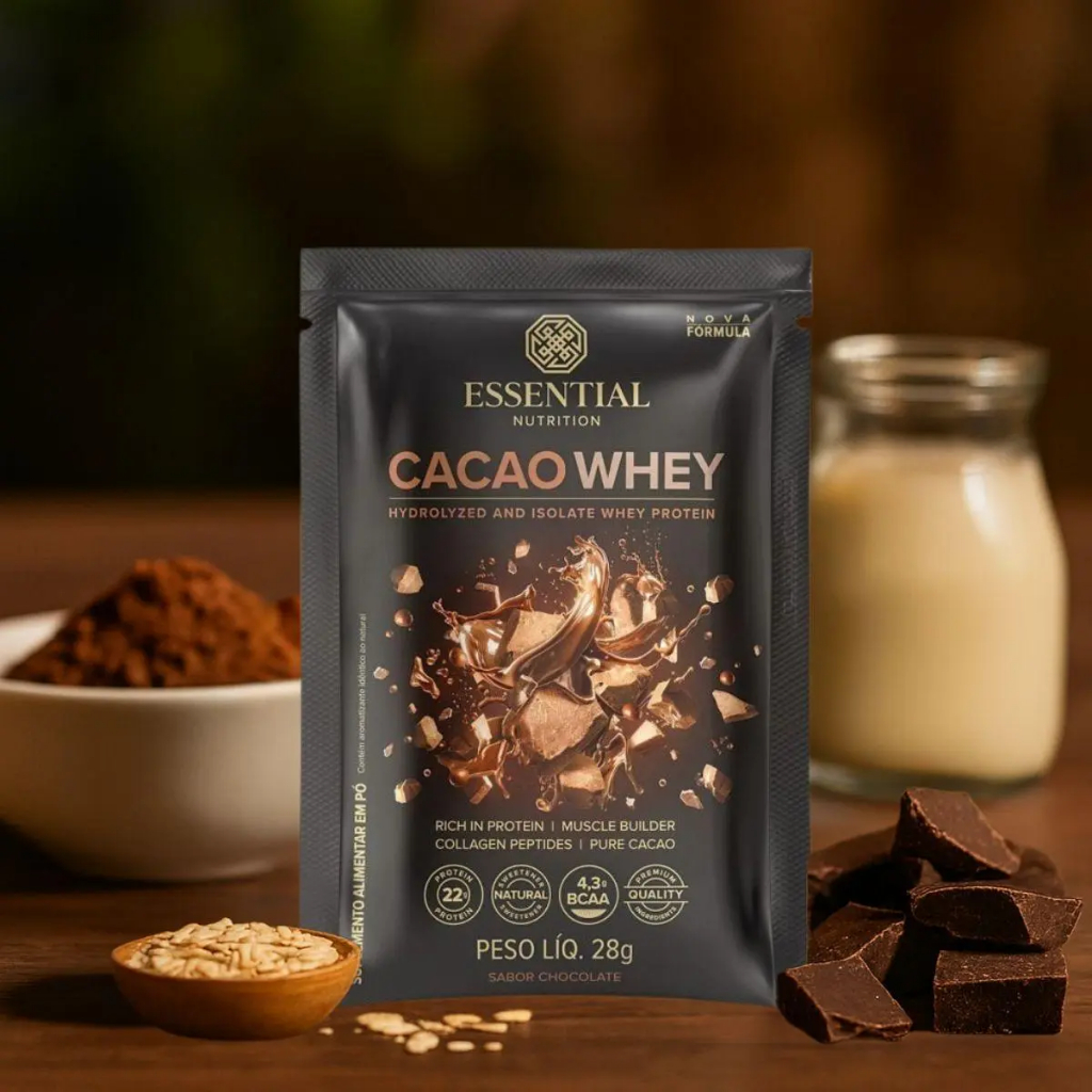 Cacao Whey Essential Nutrition - Sachê 28g 1Dose Essential