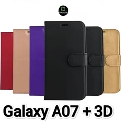 Kit Capa Carteira Couro Flip+ película 3D Vidro Samsung Galaxy A07