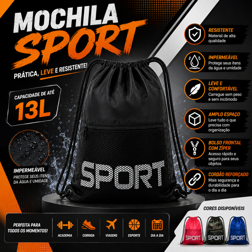 Mochila Saco Viagem Passeio Praia Impermeável 13L Unissex kit 2 ou 1 Transporte Tudo Com Conforto