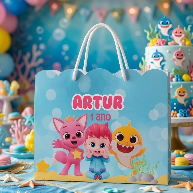 Sacolinha Personalizada Festa Infantil 20x15cm Nuvem Pegue e Monte Lembrancinha BEBE FINN