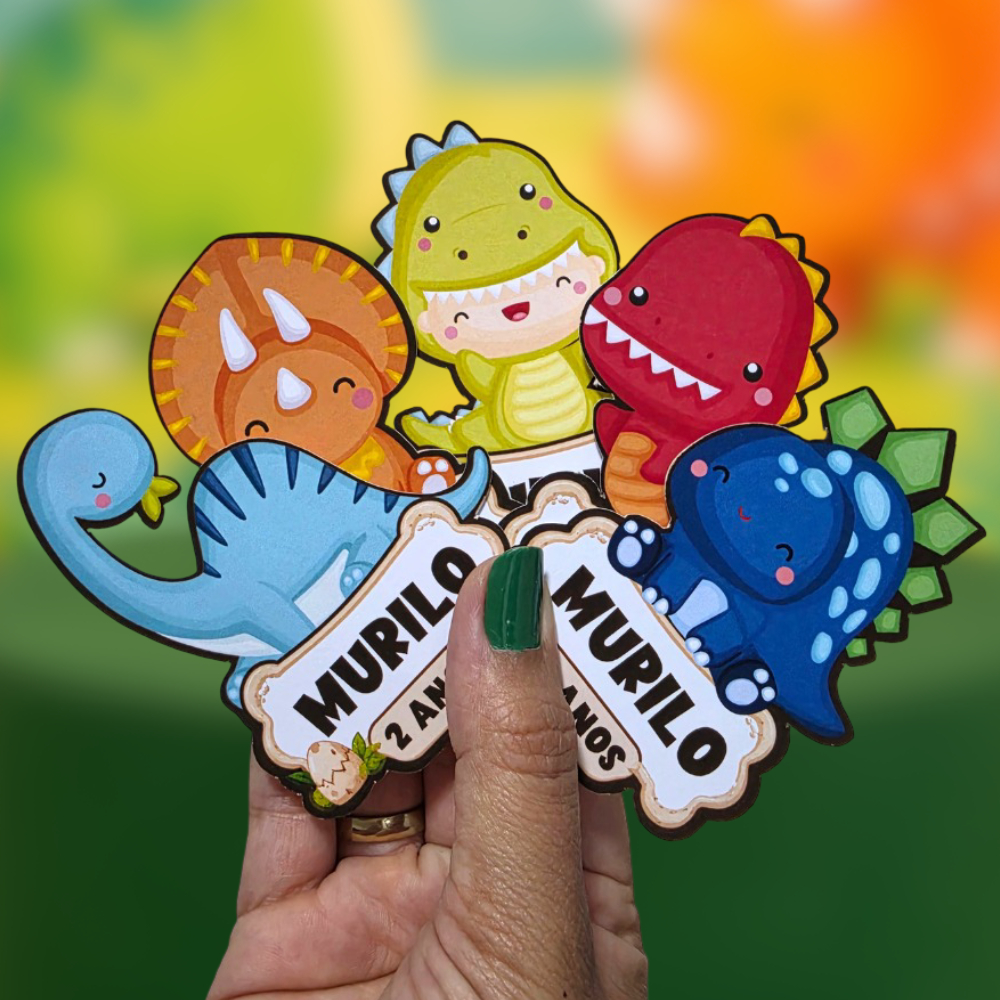 Kit Aplique para Tubete Dinossauro Baby Personalizado Lembrancinha Aniversário Infantil Decoração de Mesa
