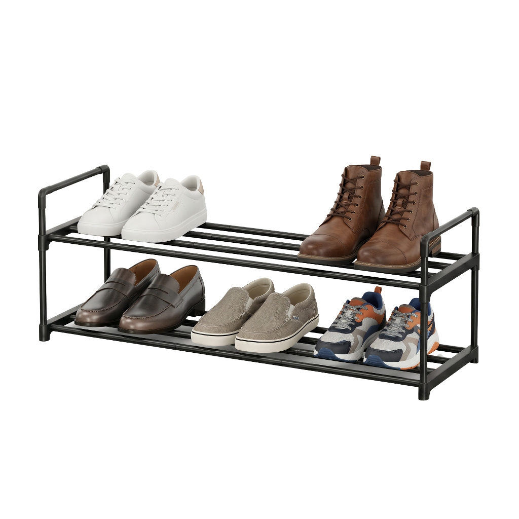 SONGMICS Sapateira 2 Andares Estante para Sapatos de Metal, Organizador Fácil de instalar, para Entrada