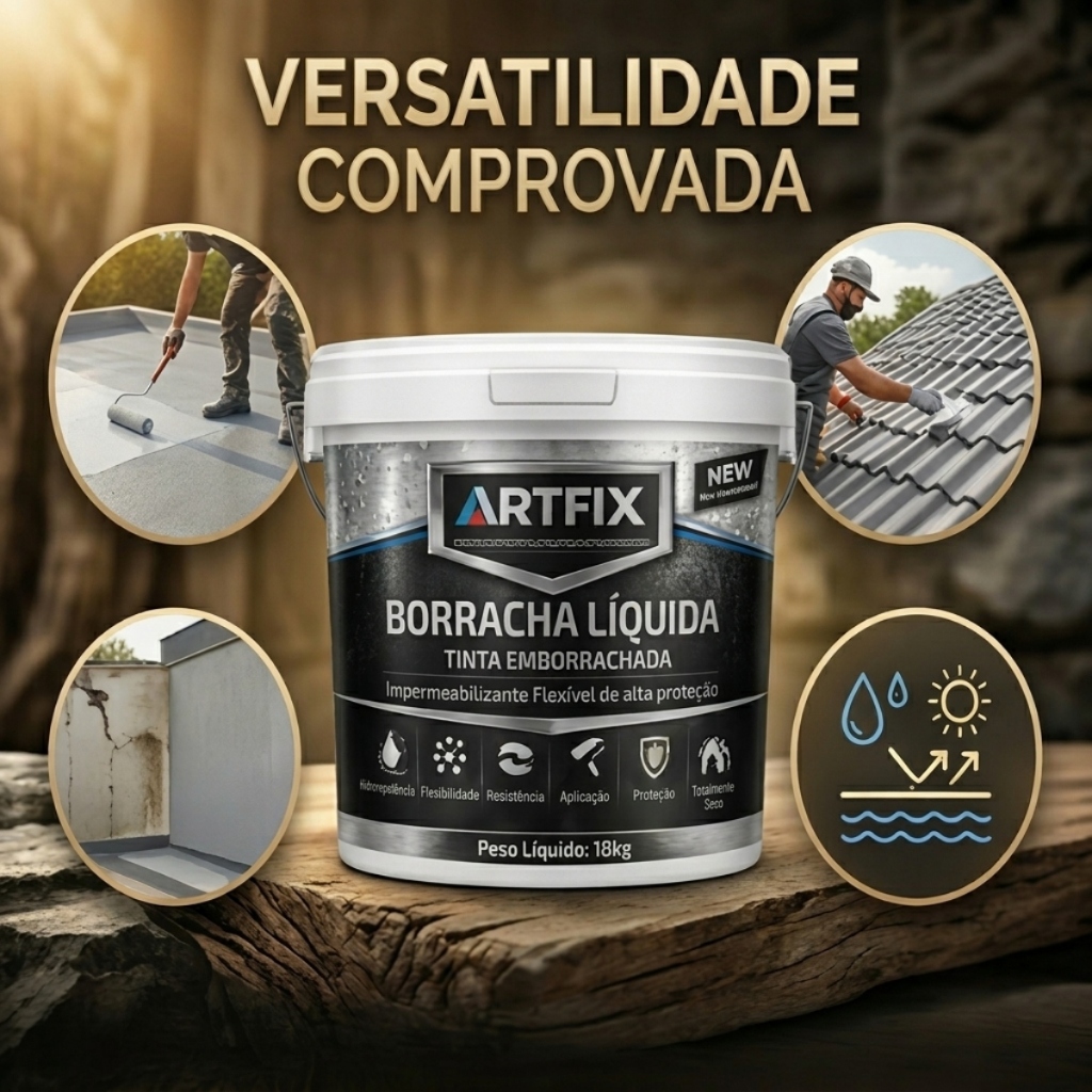 Tinta Emborrachada 18kg Artfix para Impermeabilização de Lajes, Telhados e Áreas Externas Geral