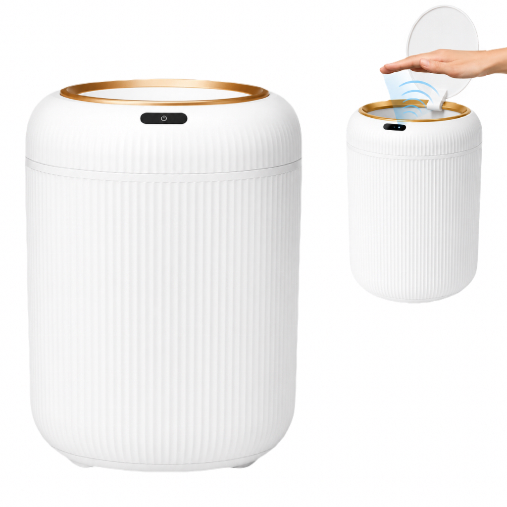 Lixeira Com Sensor De Presença Inteligente Automática Higiênica Branco Banheiro Cozinha