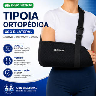 Tipoia Ortopédica Imobilizadora Ajustável Bilateral Suporte Braço Ombro Pós Cirurgia Fratura Luxação