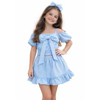 🌸👑 Conjunto Luxo Short Saia + Blusa Chic Conjunto Infantil Feminino Short Saia e Blusa Chic Luxo Menina