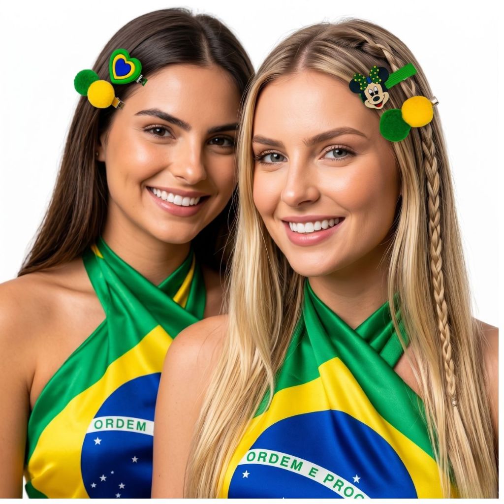 Blusa Bandeira Brasil Cetim 87x62cm Copa Do Mundo + 2 Presilhas Verde e Amarelo