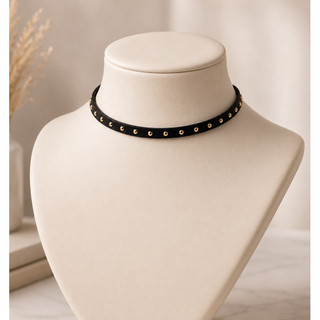 🤠🌵 COLAR BOIADEIRA CHOKER PRETA COM TACHAS DOURADAS | ESTILO WESTERN COUNTRY 🌵🤠B32