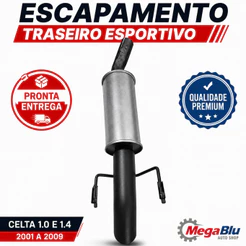 Escapamento Traseiro Esportivo Celta 1.0 1.4 2001 Até 2009 Abafador Traseiro