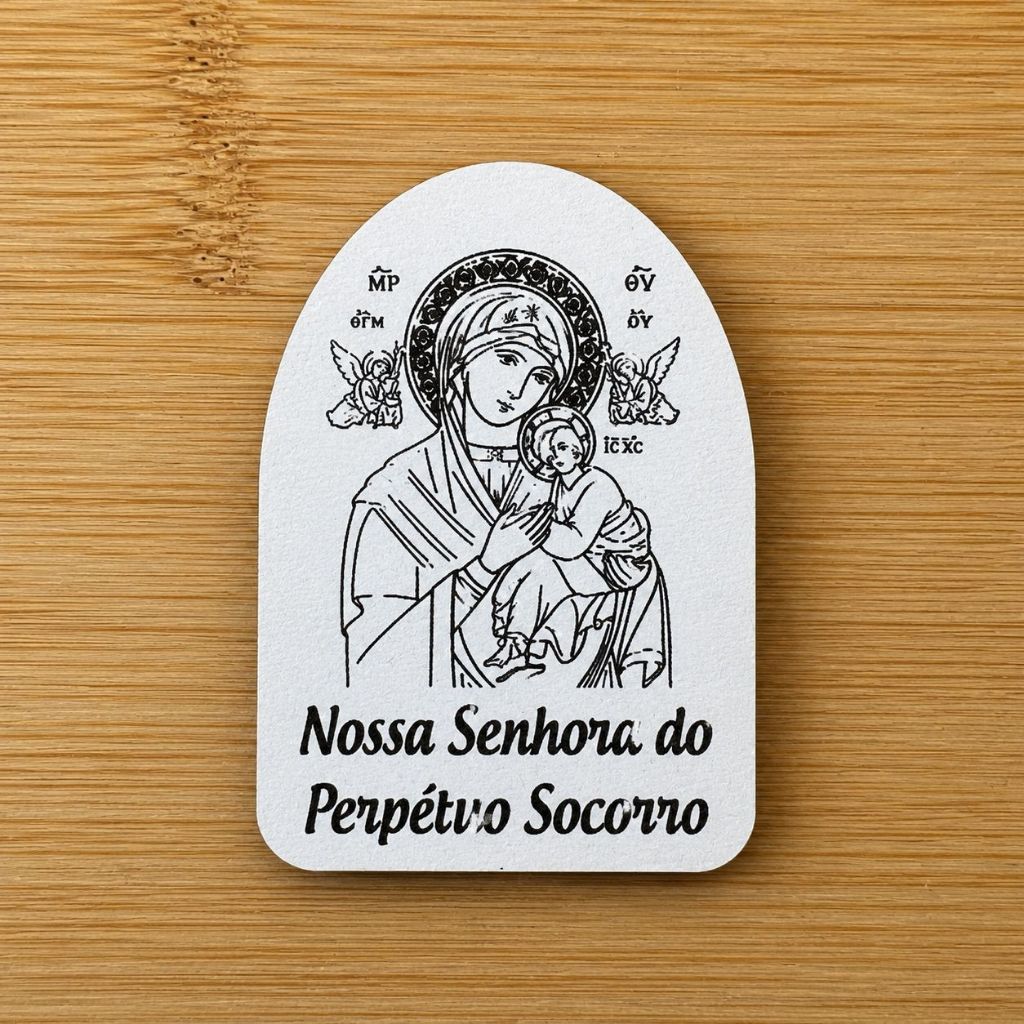 Kit de Imãs de Geladeira Nossa Senhora do Perpétuo Socorro MDF Lembrancinha Católica