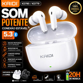 Fone Bluetooth KAIDI KD-780 KD-779 TWS Sem Fio 5.3 Touch HD Som Potente