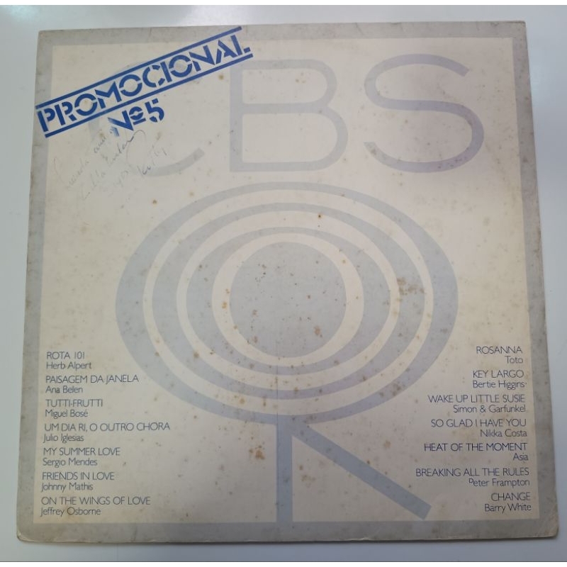 LP CBS Promo - Toto, Asia, Peter Frampton, Nikka Costa, Herb Alpert, Em Ótimo Estado