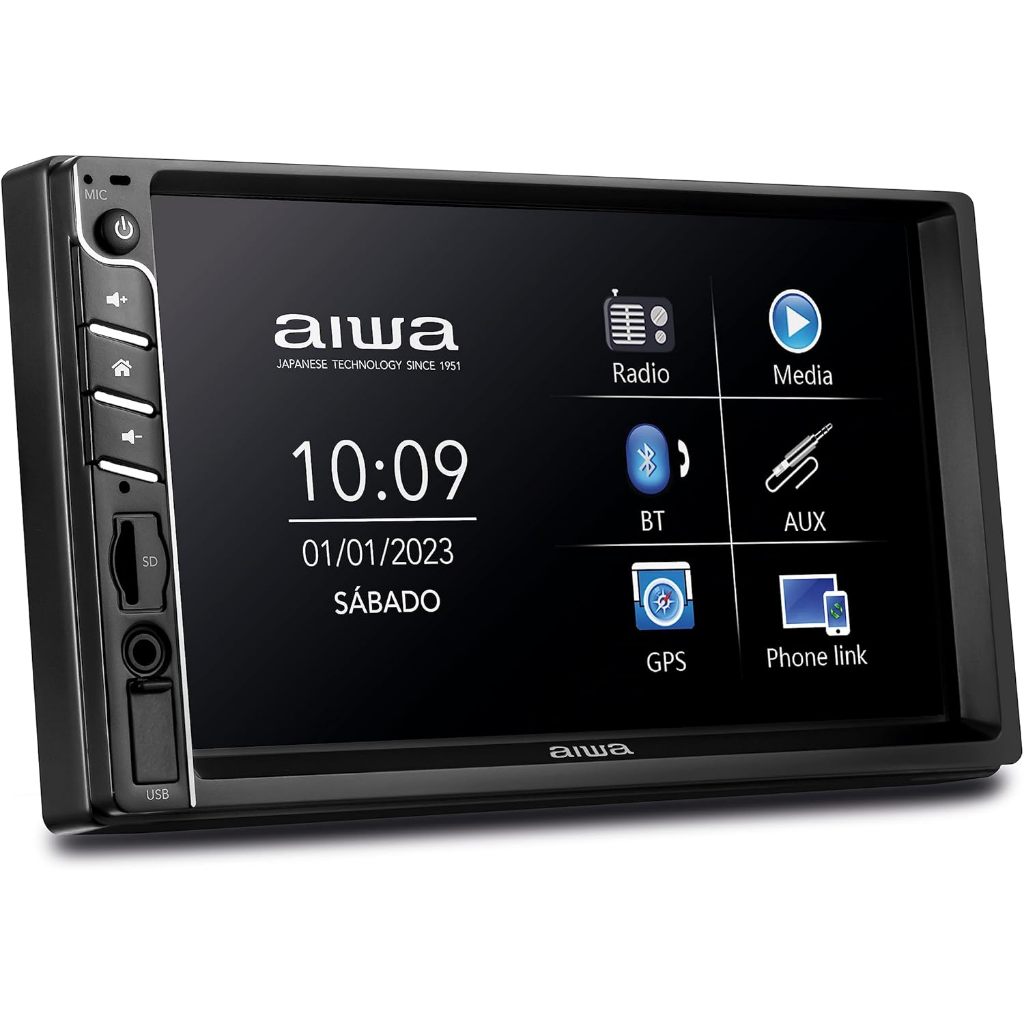 Central multimídia car áudio Aiwa Awscadd01 bluetooth mic unidad