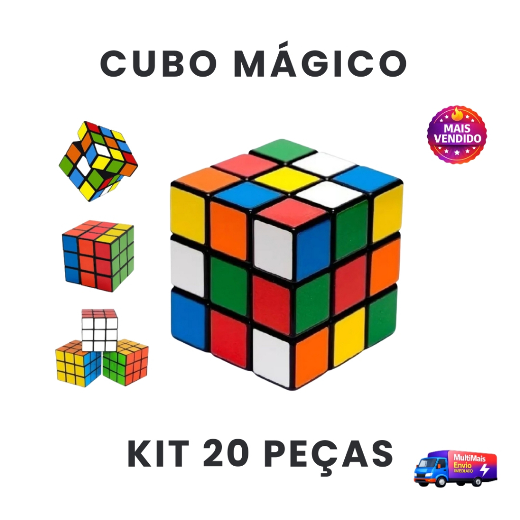 Cubo Mágico KIT 20 Peças Profissional 5X5 Brinquedo Educativo Quebra Cabeça Infantil Adulto Jogo