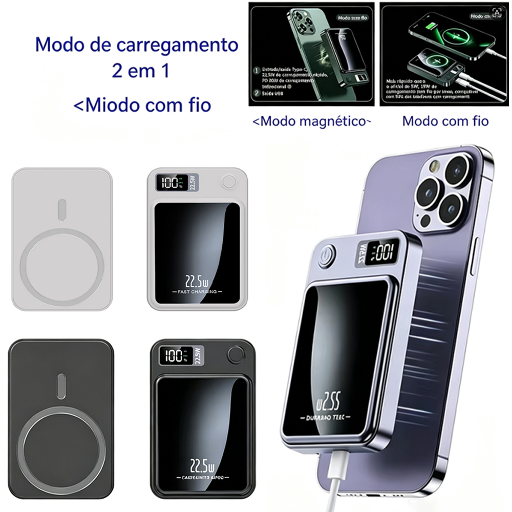 2 em 1 Carregador Portátil Para Iphone Samsung Hawei Indução Magsafe Powerbank 10000 mAh Battery Pack -A7