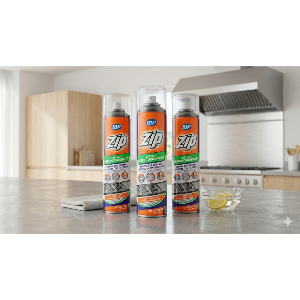 Espuma Desengordurante Limpeza Pesada para Fornos, Fogões 300ml Zip - dissolve Gordura Air Fryer