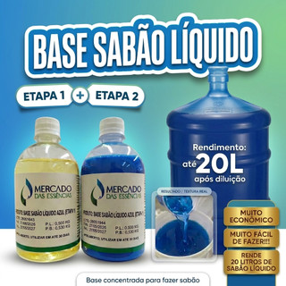 Base Sabão Líquido Faz 20L – Kit Blend Concentrado 2 Frascos – Fácil de Fazer