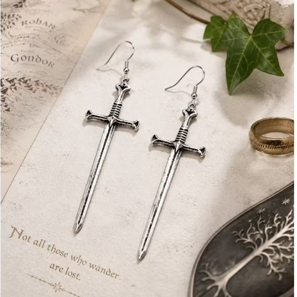 Brinco Espada Medieval PAR Viking Cosplay senhor dos anéis anduril narsil aragorn cruz