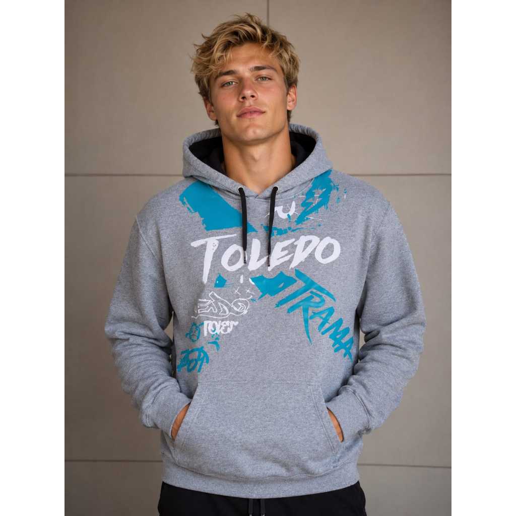 BLUSA DE MOLETOM CANGURU UNISSEX COM CAPUZ FLANELADO COM PUNHO ESTAMPADO MOLETOM PREMIUM