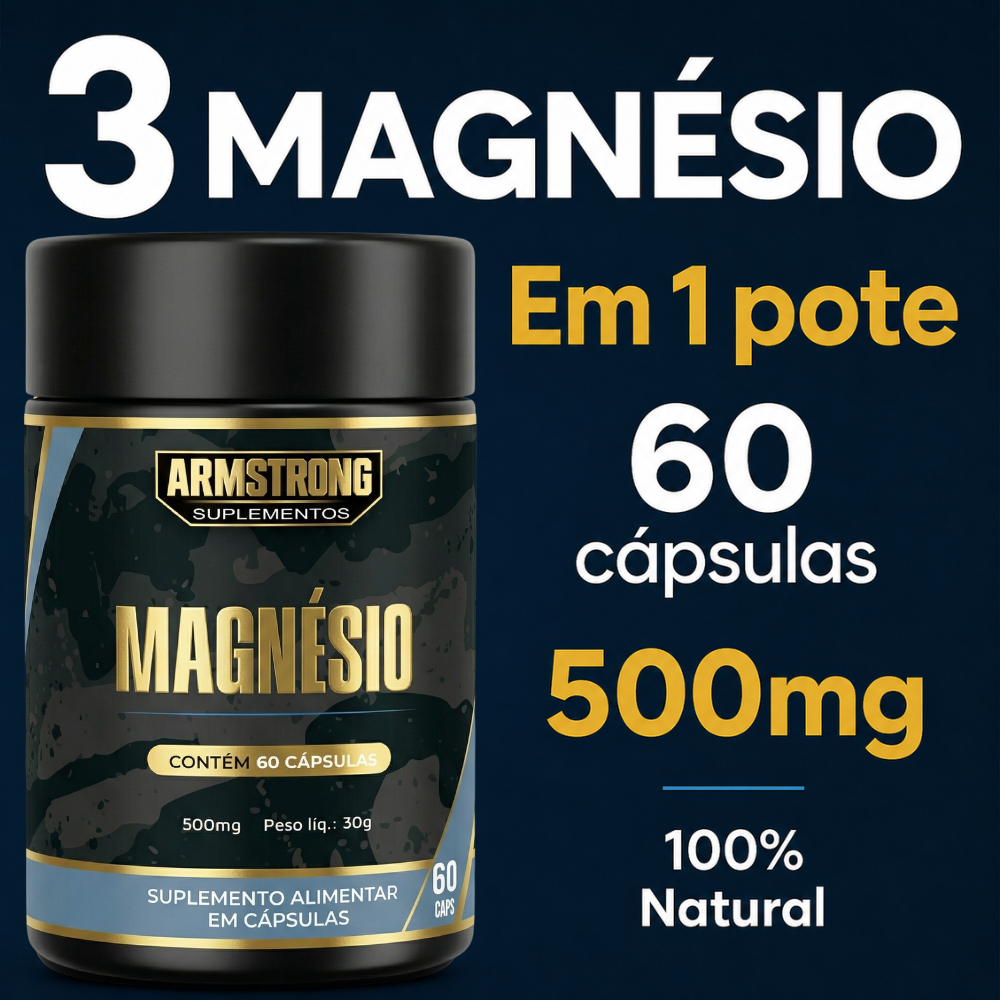 3 Magnésio Dimalato Bisglicinato Óxido 60 Cápsulas Armstrong Suplementos  - Envio Imediato