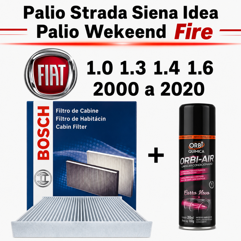 Filtro Ar Condicionado Palio Strada Siena Idea Palio Wekeend Fire 2000 A 2020 + Higienizador