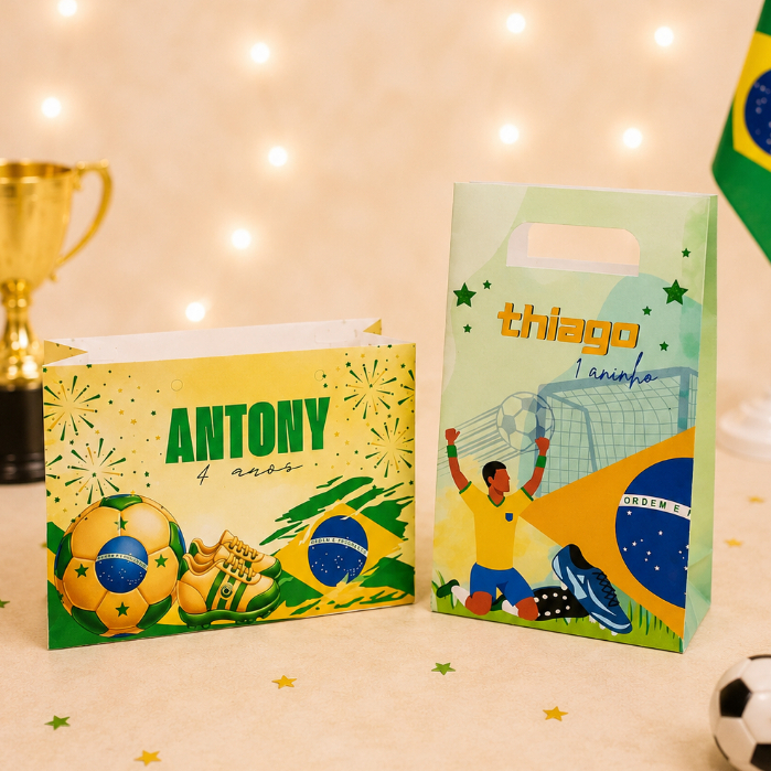 Sacolinha Personalizada Brasil Futebol Lembrancinha Festa Infantil