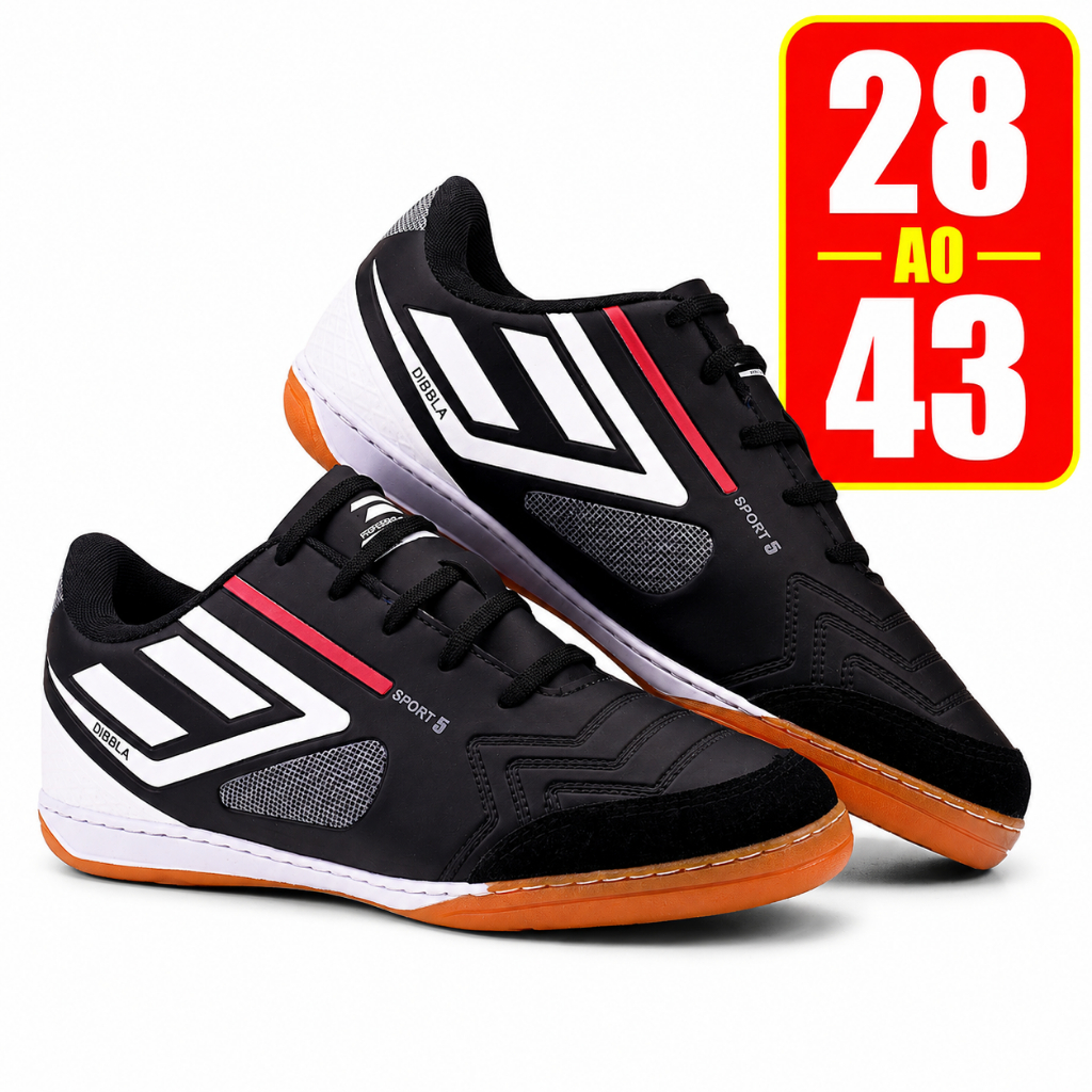 Chuteira Infantil Original Masculina Colada Costurada Bico Couro Oficial Futebol Salão Quadra Futsal