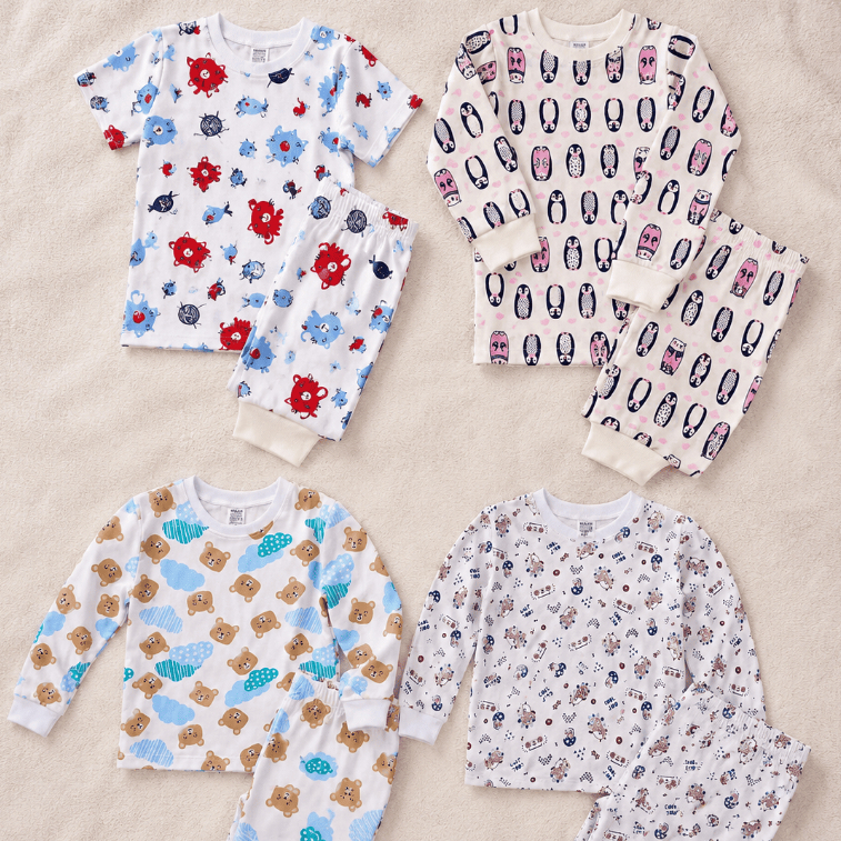 Pijama Infantil 100% Algodão Antialérgico Menino Menina 2 4 6 Anos Estampas Sortidas Husani.