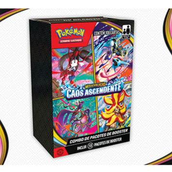 Caixa Combo de Booster Pokemon TCG Caos Ascendente, Mega Greninja, AZ, Cinccino, Roxie, Mega Dragalge, Pikachu