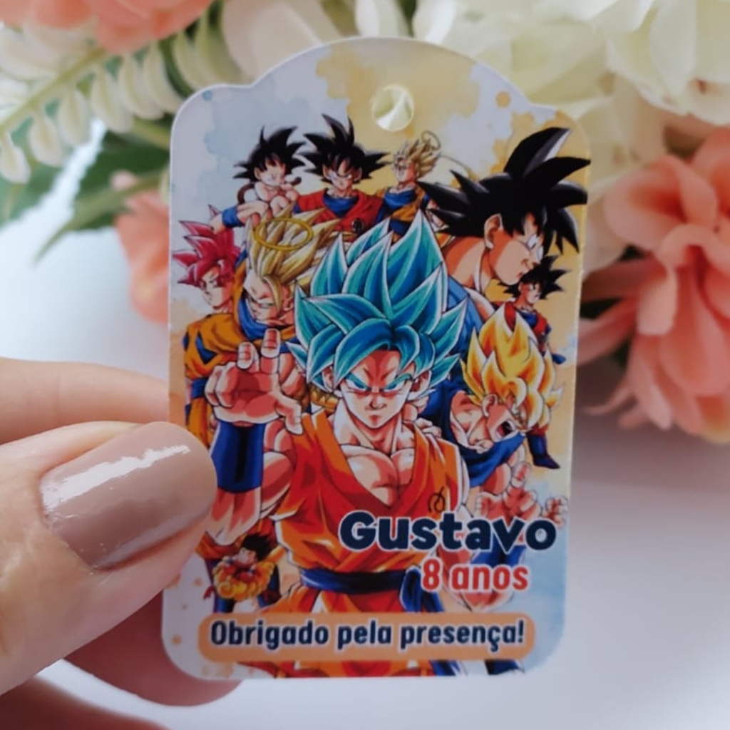 TAG DE AGRADECIMENTO DRAGON BALL SUPER/PERSONALIZADA/ANIME/GOKU/LEMBRANCINHA DE ANIVERSÁRIO/SACOLINHA/CAIXINHAS/BRINDES/