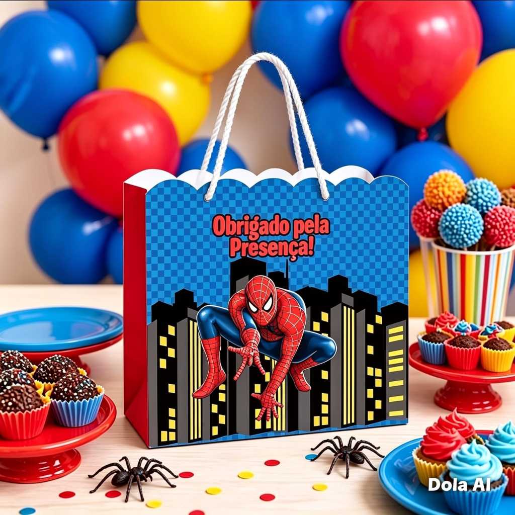 Envio Rápido - Sacolinha- Tema: Homem Aranha - lembrancinha Aniversario Infantil - Papelaria Personalizada.